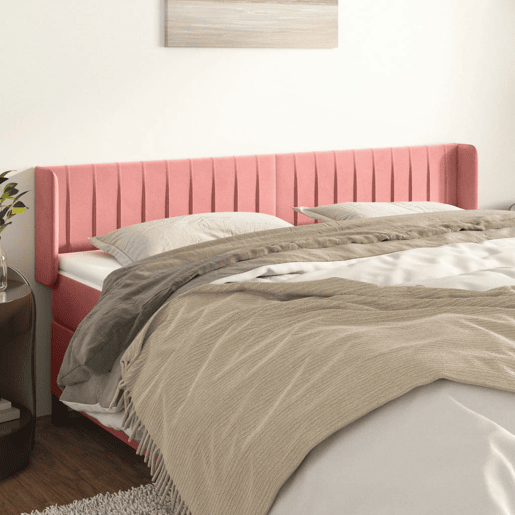 vidaXL Cabeceira de cama c abas veludo 183x16x7888 cm rosa