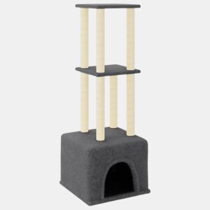 vidaXL Árvore gatos c postes arranhadores sisal 133,5 cm cinza-escuro
