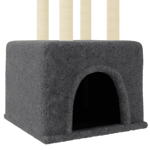vidaXL Árvore gatos c postes arranhadores sisal 133,5 cm cinza-escuro vidaXL Árvore gatos c postes arranhadores sisal 133,5 cm cinza-escuro