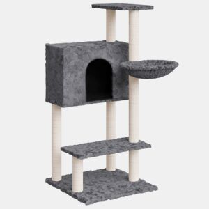 vidaXL Árvore para gatos c arranhadores sisal 108,5 cm cinza-escuro