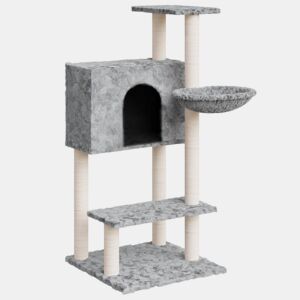 vidaXL Árvore para gatos c arranhadores sisal 108,5 cm cinza-claro
