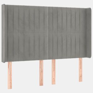 vidaXL Cabeceira cama c abas veludo 147x16x118128 cm cinzento-claro
