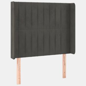 vidaXL Cabeceira cama c abas veludo 93x16x118128 cm cinzento-escuro