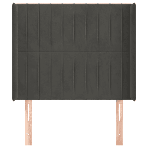 vidaXL Cabeceira cama c abas veludo 93x16x118128 cm cinzento-escuro