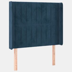 vidaXL Cabeceira cama c abas veludo 103x16x118128 cm azul-escuro