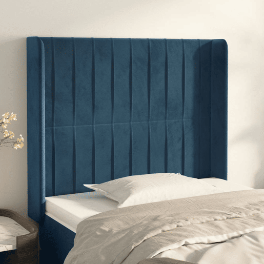 vidaXL Cabeceira cama c abas veludo 103x16x118128 cm azul-escuro vidaXL Cabeceira cama c abas veludo 103x16x118128 cm azul-escuro