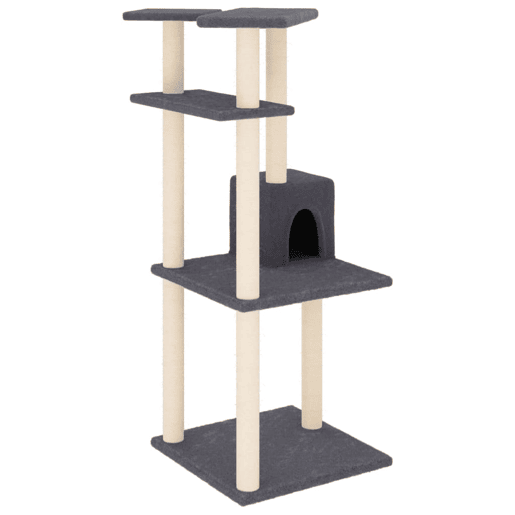 vidaXL Árvore p gatos c postes arranhadores sisal 123cm cinza-escuro vidaXL Árvore p gatos c postes arranhadores sisal 123cm cinza-escuro
