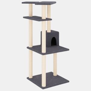 vidaXL Árvore p gatos c postes arranhadores sisal 123cm cinza-escuro