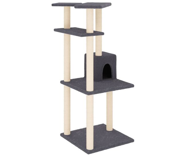 Vidaxl rascador para gatos con postes de sisal gris oscuro 123 cm
