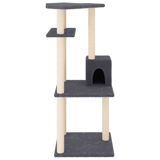 vidaXL Árvore p gatos c postes arranhadores sisal 123cm cinza-escuro vidaXL Árvore p gatos c postes arranhadores sisal 123cm cinza-escuro
