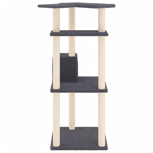 vidaXL Árvore p gatos c postes arranhadores sisal 123cm cinza-escuro vidaXL Árvore p gatos c postes arranhadores sisal 123cm cinza-escuro