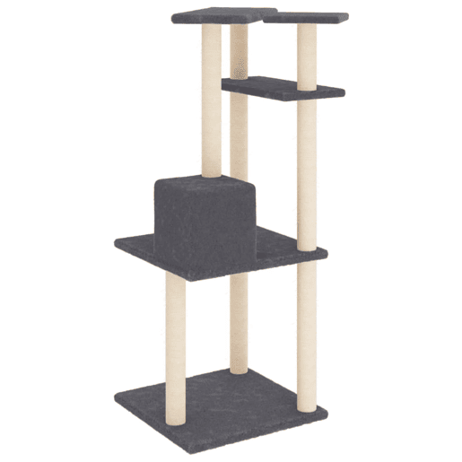vidaXL Árvore p gatos c postes arranhadores sisal 123cm cinza-escuro vidaXL Árvore p gatos c postes arranhadores sisal 123cm cinza-escuro