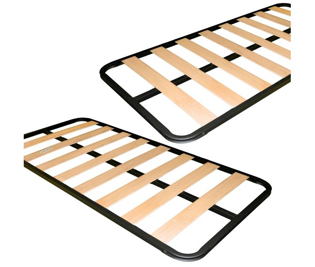 Pack 2 somieres balda fina, tubo de acero 30x30 mm, refuerzo central, laminas de chopo (sin patas, 90x180 y 90x190 cm)