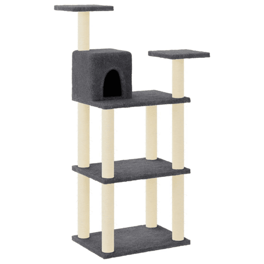 vidaXL Árvore p gatos postes arranhadores sisal 118,5 cm cinza-escuro vidaXL Árvore p gatos postes arranhadores sisal 118,5 cm cinza-escuro