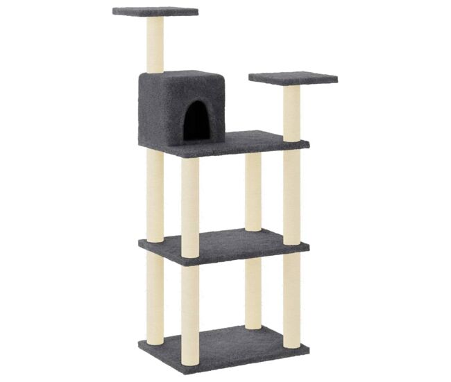 Vidaxl rascador para gatos con postes de sisal gris oscuro 118,5 cm