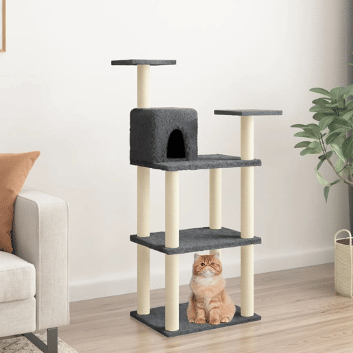 vidaXL Árvore p gatos postes arranhadores sisal 118,5 cm cinza-escuro vidaXL Árvore p gatos postes arranhadores sisal 118,5 cm cinza-escuro