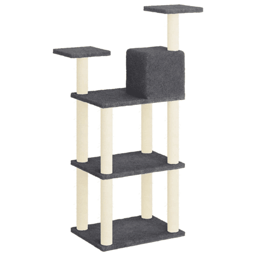 vidaXL Árvore p gatos postes arranhadores sisal 118,5 cm cinza-escuro vidaXL Árvore p gatos postes arranhadores sisal 118,5 cm cinza-escuro