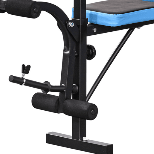 HOMCOM Banco de Musculação Multifuncional Banco de Pesos com Suporte para Barras e Encosto Ajustável para Treino Completo de Corpo em Casa Ginásio 155x56,5x120 cm Preto e Azul HOMCOM Banco de Musculação Multifuncional Banco de Pesos com Suporte para Barras e Encosto Ajustável para Treino Completo de Corpo em Casa Ginásio 155x56,5x120 cm Preto e Azul
