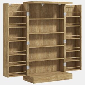 HOMCOM Armário de Cozinha, Armário Despensa de Cozinha com 2 Portas, 16 Prateleiras, Móvel Moderno com Prateleiras Ajustáveis, para Sala de Jantar, Sala, 60x30x104 cm, Cor Natural