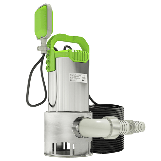 Outsunny Bomba de Águas 1100W Bomba Submersível de Águas Residuais com Capacidade de 18000 lh Interruptor de Flutuador e Conector Universal para Drenagem de Piscinas Tanques Banheiras 16x15x40 cm Prata
