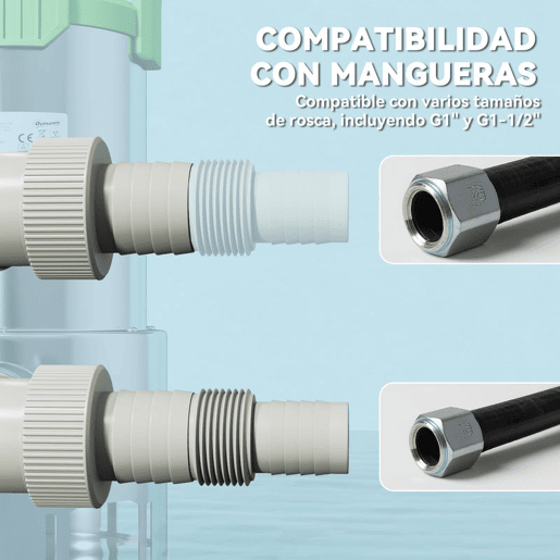 Outsunny Bomba de Águas 1100W Bomba Submersível de Águas Residuais com Capacidade de 18000 lh Interruptor de Flutuador e Conector Universal para Drenagem de Piscinas Tanques Banheiras 16x15x40 cm Prata