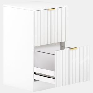 HOMCOM Arquivador de Escritório com 2 Gavetas Bloco de Gavetas para Secretária com Frentes Caneladas Móvel para Arquivo para Tamanho A4 ou Carta para Escritório 40x40x71 cm Branco