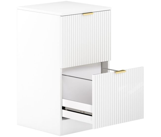 Homcom cajonera de oficina con 2 cajones cajonera de escritorio con frentes acanalados mueble archivador para tamaño a4 o carta para estudio 40x40x71