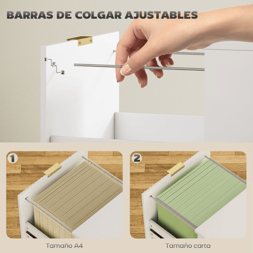 HOMCOM Arquivador de Escritório com 2 Gavetas Bloco de Gavetas para Secretária com Frentes Caneladas Móvel para Arquivo para Tamanho A4 ou Carta para Escritório 40x40x71 cm Branco