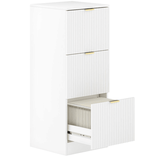 HOMCOM Arquivador de Escritório com 3 Gavetas Bloco de Gavetas para Secretária com Frentes Caneladas Móvel para Arquivo para Tamanho A4 ou Carta para Escritório 40x40x101 cm Branco HOMCOM Arquivador de Escritório com 3 Gavetas Bloco de Gavetas para Secretária com Frentes Caneladas Móvel para Arquivo para Tamanho A4 ou Carta para Escritório 40x40x101 cm Branco