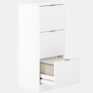 HOMCOM Arquivador de Escritório com 3 Gavetas Bloco de Gavetas para Secretária com Frentes Caneladas Móvel para Arquivo para Tamanho A4 ou Carta para Escritório 40x40x101 cm Branco