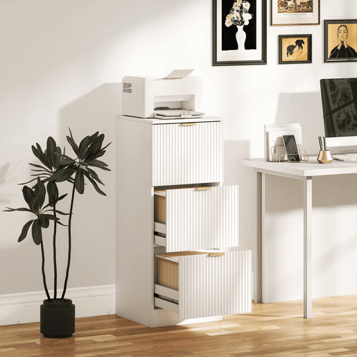 HOMCOM Arquivador de Escritório com 3 Gavetas Bloco de Gavetas para Secretária com Frentes Caneladas Móvel para Arquivo para Tamanho A4 ou Carta para Escritório 40x40x101 cm Branco HOMCOM Arquivador de Escritório com 3 Gavetas Bloco de Gavetas para Secretária com Frentes Caneladas Móvel para Arquivo para Tamanho A4 ou Carta para Escritório 40x40x101 cm Branco