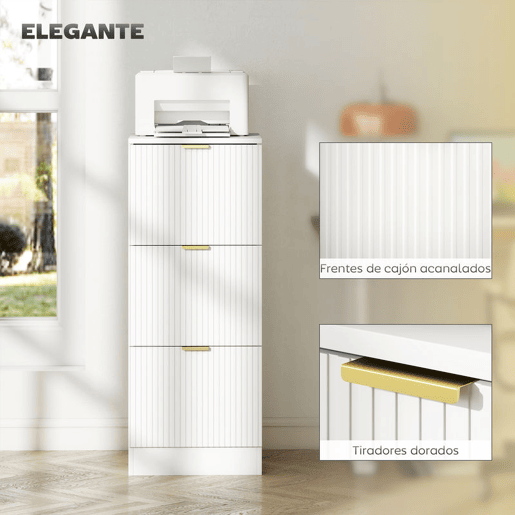 HOMCOM Arquivador de Escritório com 3 Gavetas Bloco de Gavetas para Secretária com Frentes Caneladas Móvel para Arquivo para Tamanho A4 ou Carta para Escritório 40x40x101 cm Branco HOMCOM Arquivador de Escritório com 3 Gavetas Bloco de Gavetas para Secretária com Frentes Caneladas Móvel para Arquivo para Tamanho A4 ou Carta para Escritório 40x40x101 cm Branco