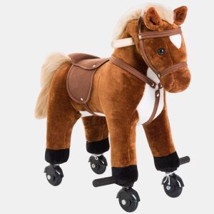 HOMCOM Cavalo para Crianças acima de 36 Meses Cavalo com Rodas Sons de Relincho e Pedais Carga Máxima 60 kg 55x23x60 cm Marrom