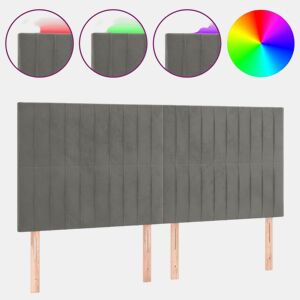 vidaXL Cabeceira cama c luzes LED veludo 180x5x118128cm cinza-claro