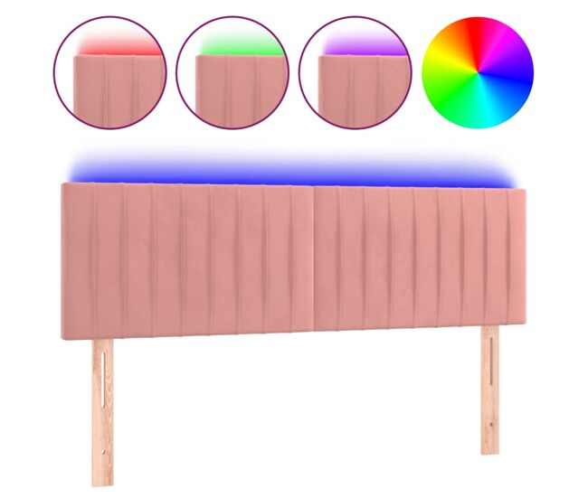 Vidaxl cabecero con led de terciopelo rosa 144x5x78/88 cm