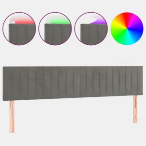 vidaXL Cabeceira de cama cluzes LED veludo 180x5x7888 cm cinza-claro