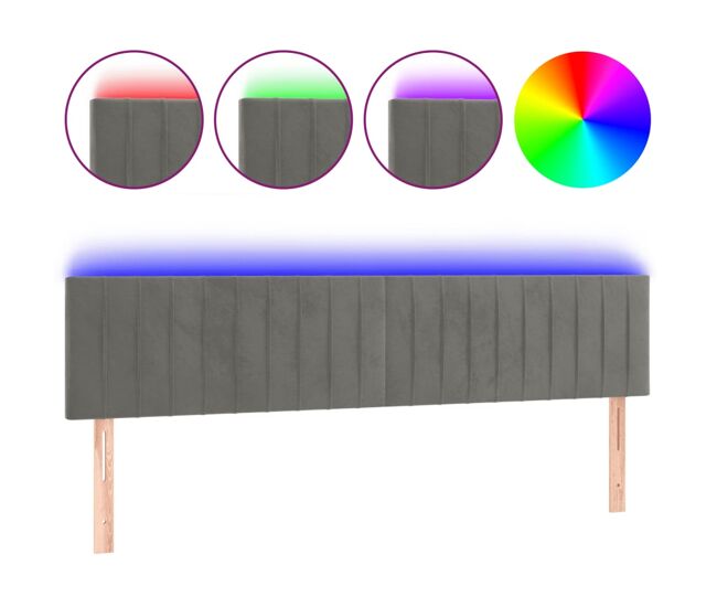Vidaxl cabecero con led de terciopelo gris claro 180x5x78/88 cm