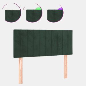 vidaXL Cabeceira de cama cluzes LED veludo 100x5x7888cm verde-escuro