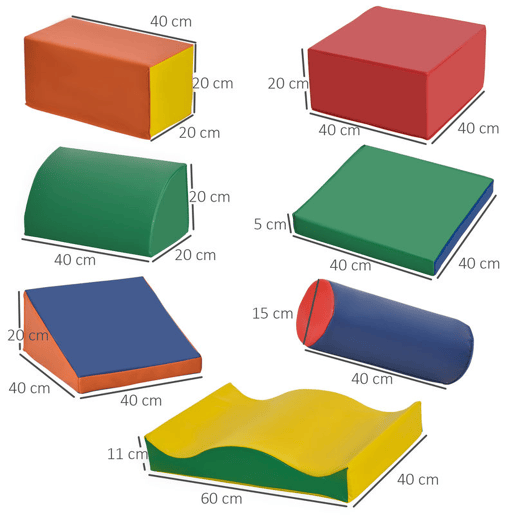 HOMCOM Conjunto de 7 Blocos de Espuma para Crianças de 1-3 Anos Blocos de Construção para Escalar e Gatinhar 60x40x11 cm Multicor HOMCOM Conjunto de 7 Blocos de Espuma para Crianças de 1-3 Anos Blocos de Construção para Escalar e Gatinhar 60x40x11 cm Multicor