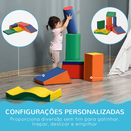 HOMCOM Conjunto de 7 Blocos de Espuma para Crianças de 1-3 Anos Blocos de Construção para Escalar e Gatinhar 60x40x11 cm Multicor HOMCOM Conjunto de 7 Blocos de Espuma para Crianças de 1-3 Anos Blocos de Construção para Escalar e Gatinhar 60x40x11 cm Multicor
