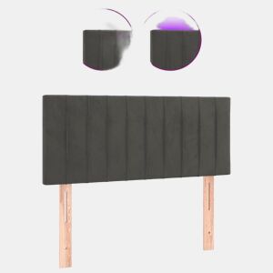 vidaXL Cabeceira de cama c luzes LED tecido 90x5x7888cm cinza-escuro