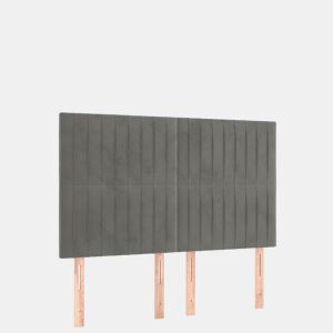 vidaXL Cabeceira cama c luzes LED veludo 144x5x118128cm cinza-claro