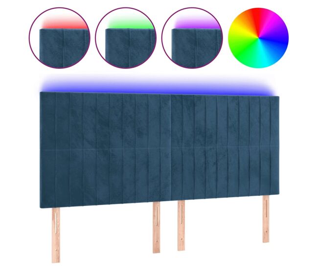 Vidaxl cabecero con luces led terciopelo azul oscuro 160x5x118/128 cm