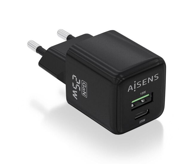 Cargador de pared aisens asch-25w2p015-bk negro 25 w (1 unidad)