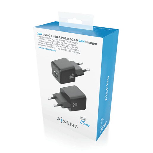 Carregador de Parede Aisens ASCH-25W2P015-BK Preto 25 W (1 Unidade)