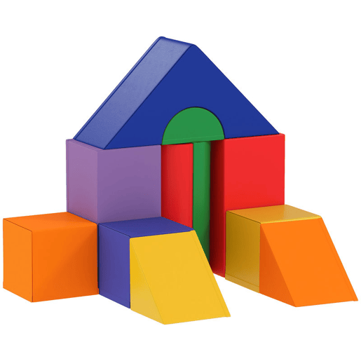 HOMCOM Conjunto de 11 Blocos de Espuma para Crianças Blocos de Contrução Brinquedo de Aprendizagem para Crianças 1-3 Anos 50x50x25 cm Multicor