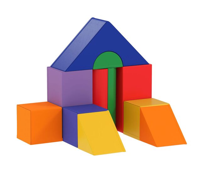 Homcom juego de 11 bloques de espuma para niños bloques psicomotricidad infantil figuras de construcción juguete para aprendizaje para niños de 1-3 años multicolor