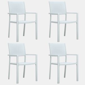 vidaXL Cadeiras jardim 4 pcs plástico branco aspeto vime