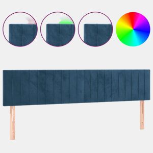 vidaXL Cabeceira de cama c luzes LED veludo 180x5x7888cm azul-escuro
