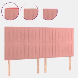 vidaXL Cabeceira de cama c luzes LED veludo 160x5x118128 cm rosa